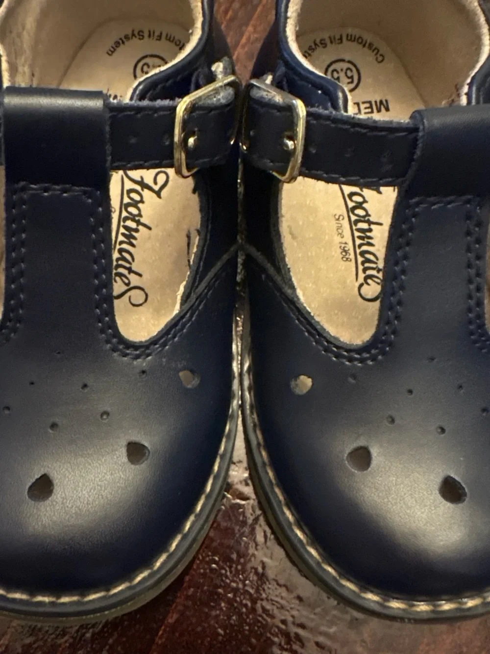 FootMates Navy T-Strap Mary Jane Baby Walker Shoes